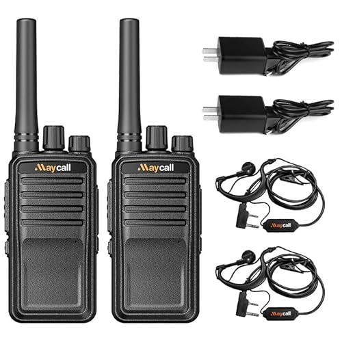 Maycall MC-528 Professional Walkie Talkies 2 Pack with Earpiece 2 Way Radio Long Range Rechargeable Portable Two-Way Radios One Click Frequency Matching Encrypted Call for Trip Camping Hiking Skiing