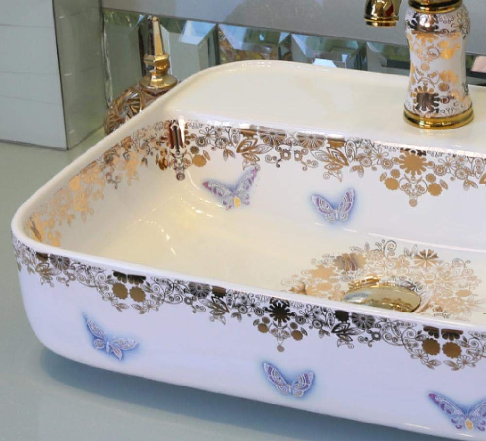 Umywalka łazienkowa, umywalka na blat ceramiczny zlew na blacie, zlew artystyczny, kwadratowy obraz zlew ceramiczny, tylko umywalki łazienkowe