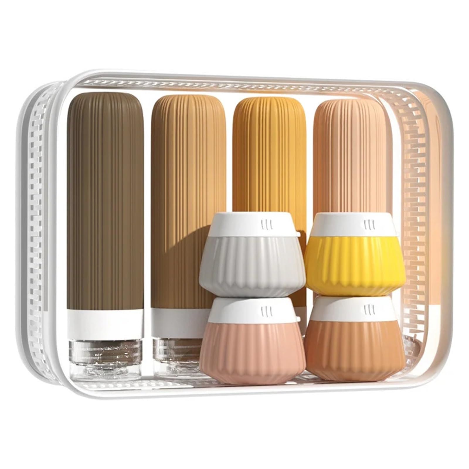 XIEHYA 8PCS Travel Toiletry Set Travel-Sized Toiletries Containers Leak-Proof Silicone Squeeze Cream Jar For Toiletries(Color 1)