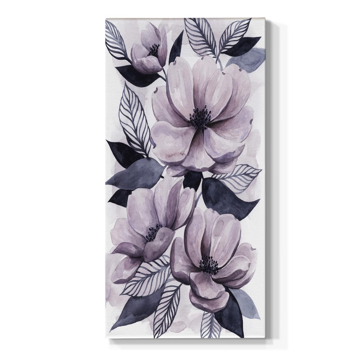 Renditions Gallery Nature Wall Art Home Decor Soft Lavender Flowes and Leaves Canvas Hanging Decorations for Kitchen Hotel Restaurants Walls - 24"X48"