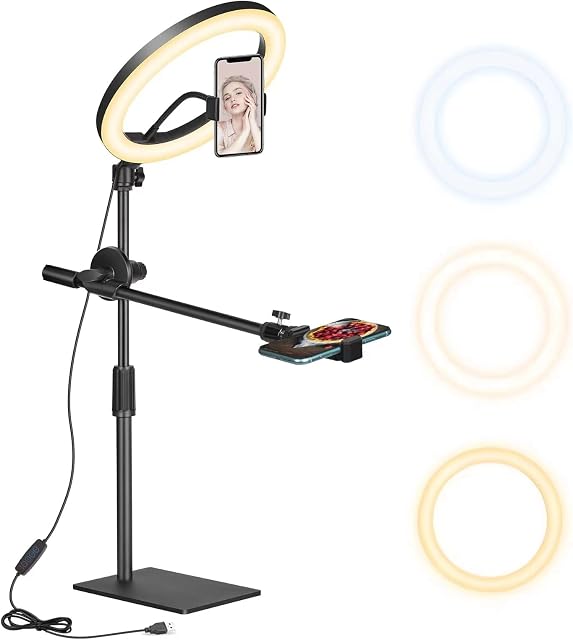 Lampa pierścieniowa LED, 10 cali, ze statywem, telefon komórkowy, ze światłem pierścieniowym, przyciemniane światło pierścieniowe LED do nagrywania filmów w YouTube, selfie, makijażu, Tik Tok,