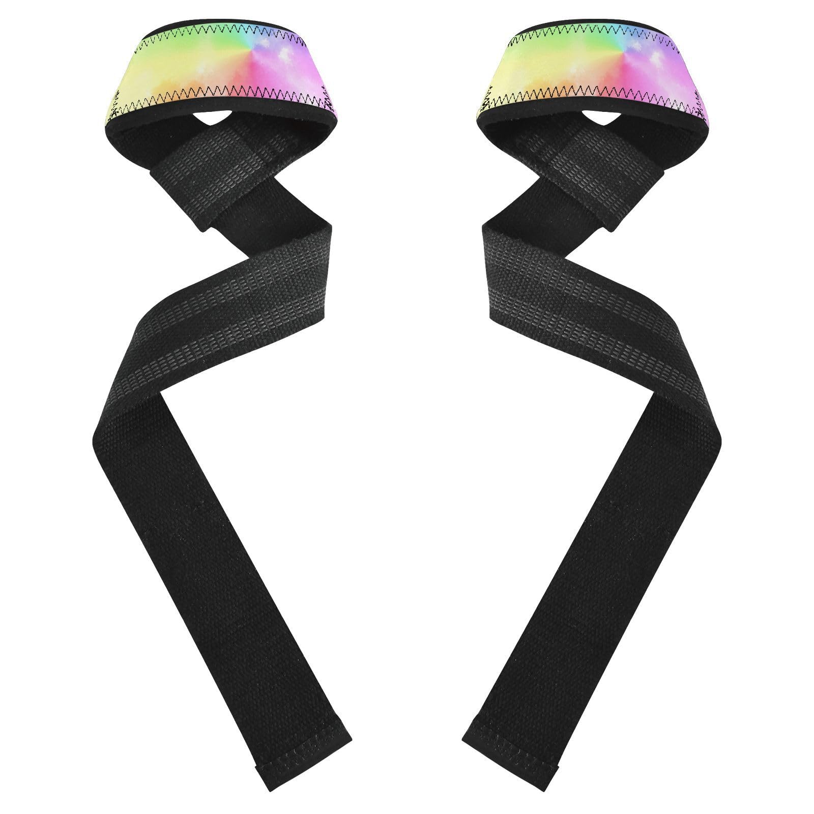 STAYTOP Beautiful Rainbow Colors Wrist Straps for Weightlifting,Lifting Straps with Neoprene Cushioned Wrist Padded and Anti-Skid Silicone for Strength Training,Bodybuilding,Deadlifting