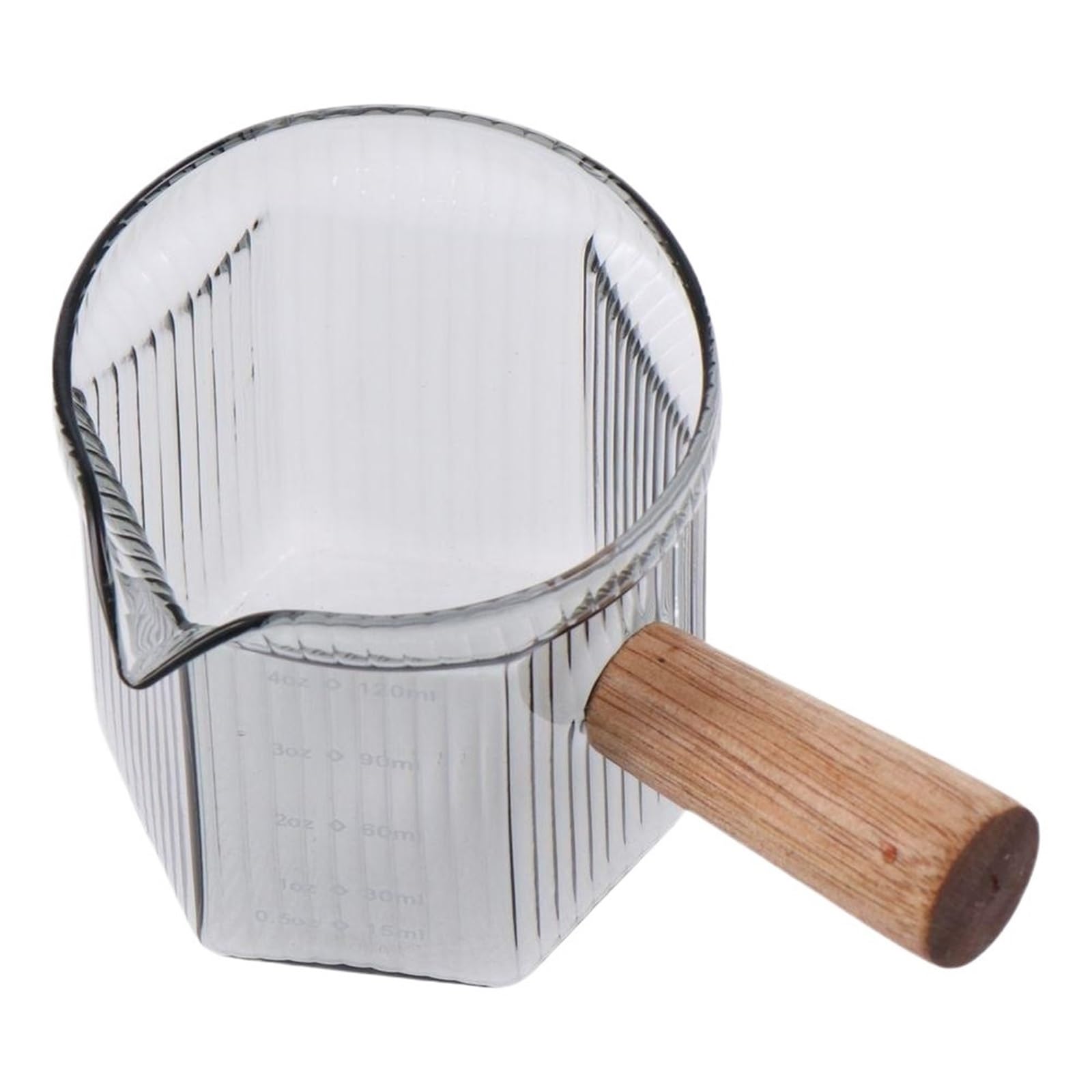 Taza medidora de vidrio de grano Vertical for leche, vaso medidor con mango de madera for leche expreso, 2 uds.(Grey A)