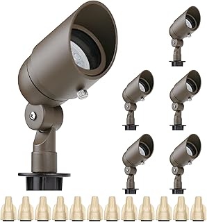 Lumina 4W LED Landscape Lights Cast-Aluminum Waterproof Outdoor Low Voltage Spotlights for Walls Trees Flags Light with Warm White 4W MR16 LED Bulb and ABS Ground Stake Bronze SFL0104-BZLED6 (6PK)