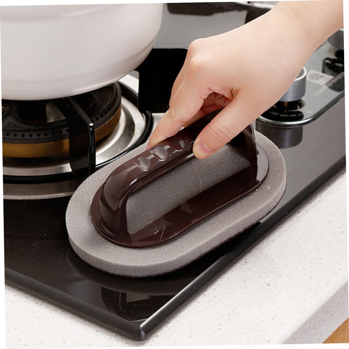 WOFASHPURET Nano Diamond Emery Cleaning Brush Sponge with Handle Rust Removal Tool for Kitchen Design for Ergonomic Grip for Easy Use Versatile Cleaning