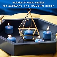 Vista 3 de Simply Soson Velas votivas a granel, 24 velas azules sin perfume, 10 horas de tiempo de combustión, perfectas para bodas, cumpleaños y decoración