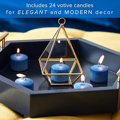 Miniatura 3 de Simply Soson Velas votivas a granel, 24 velas azules sin perfume, 10 horas de tiempo de combustión, perfectas para bodas, cumpleaños y decoración