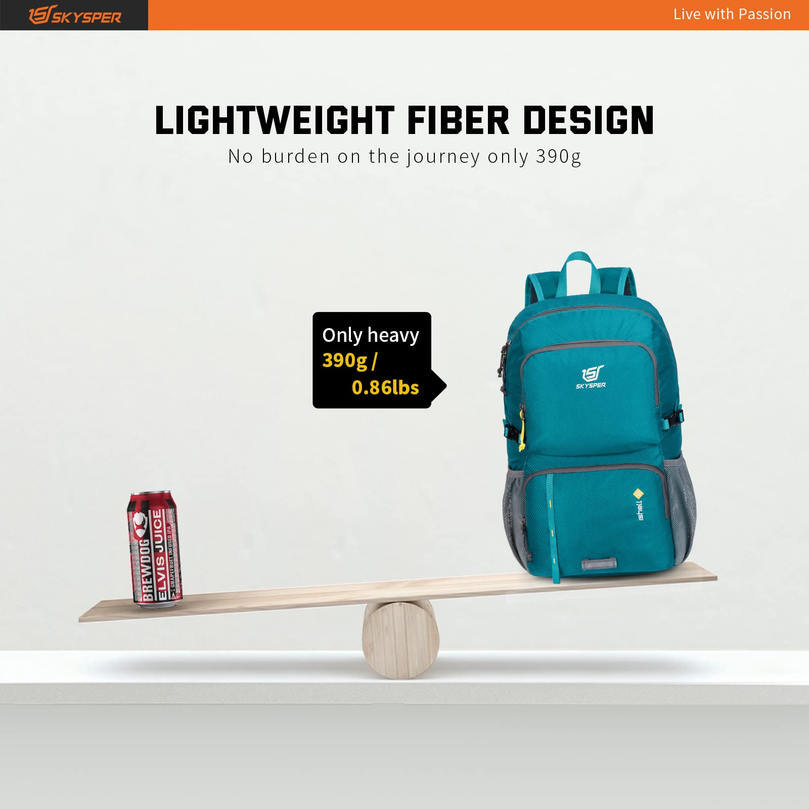 SKYSPER Zaino Ultraleggero Pieghevole, Zaino Ripiegabile 30L Resistente all'Acqua con Strisce Riflettenti Zaino da Trekking per Hiking Escursione Viaggio Uomo Donna