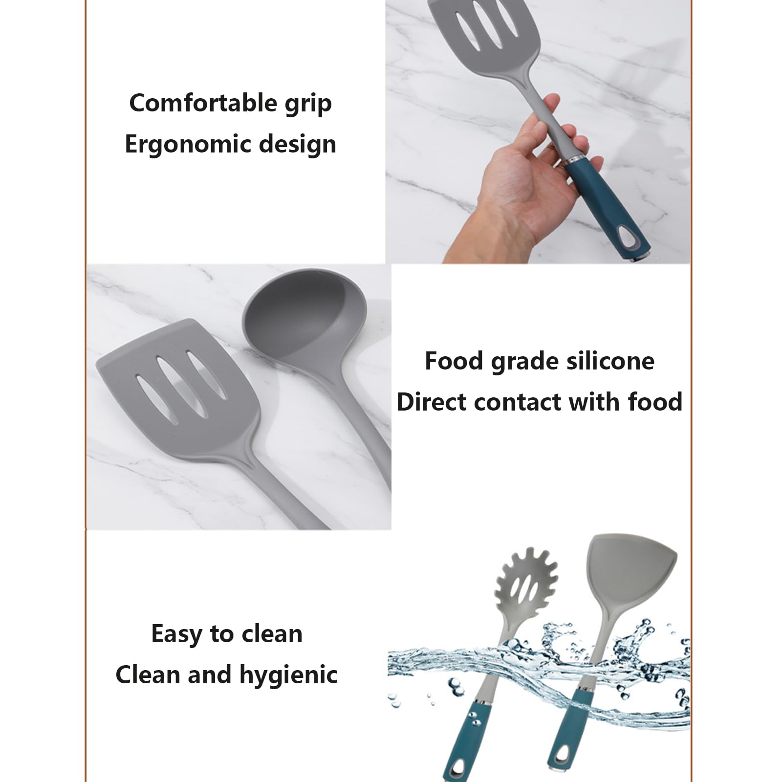 Nylon-Kochutensilien-Set, 8-teilig, BPA-frei, hitzebeständig, antihaftbeschichtet, inklusive Halter, spülmaschinenfeste Kochutensilien