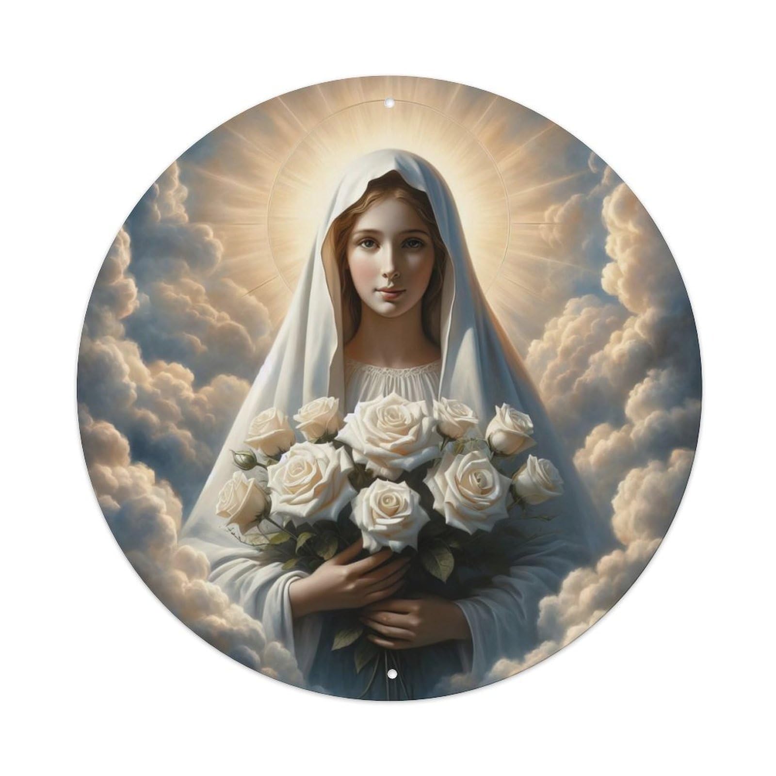 Maria with Flowers Religious Metal Tin Sign