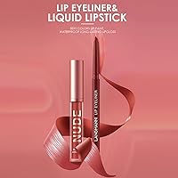 Vista 2 de MIELIKKI Juego de 2 lápices labiales líquidos mate y delineadores de labios, kit de maquillaje de labios de un paso, taza antiadherente, brillo