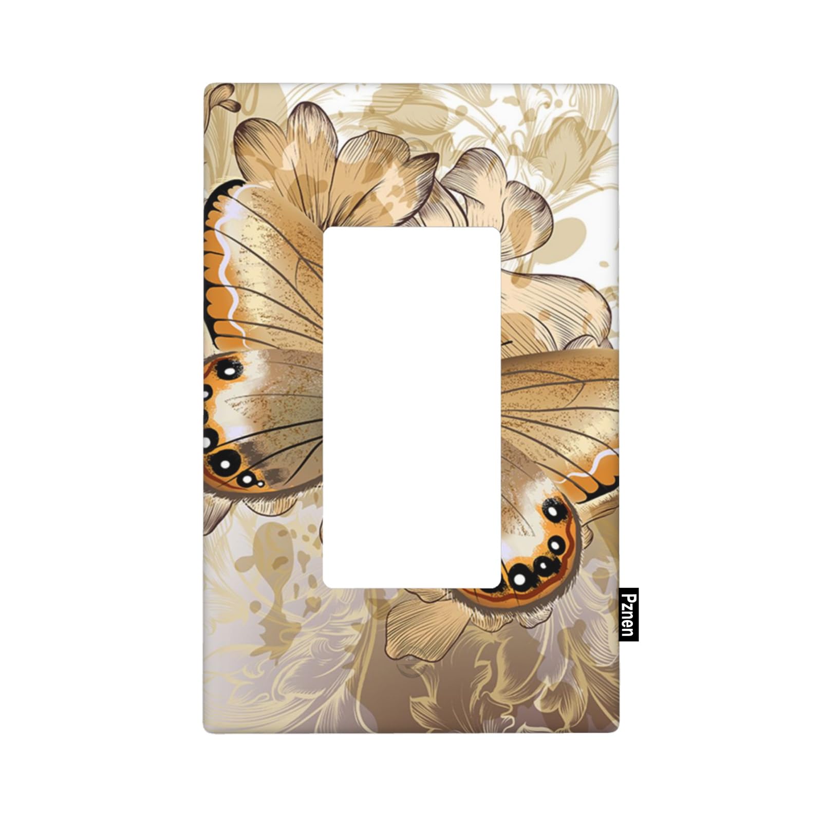 Pznen Butterfly Single Rocker Wall Plate Gold Butterflies Flying 1-Gang Rocker Light Switch Plates Standard Receptacle Plug Cover for GFCI Outlet