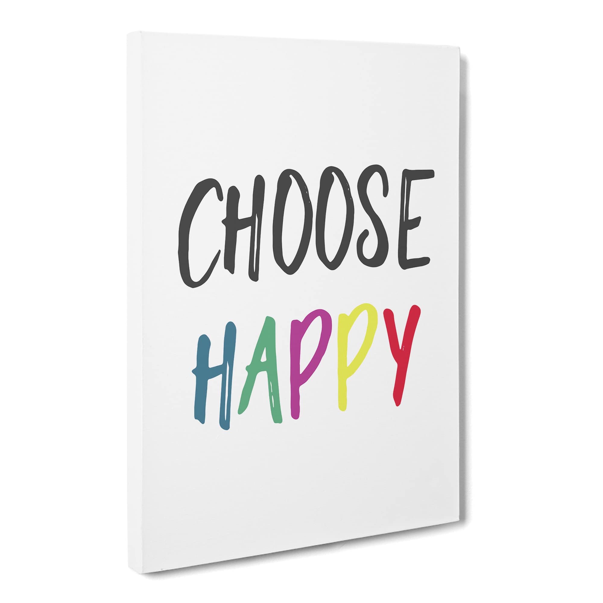 Choose Happy Typography Quote Canvas Print, Mixed, 25L x 50W cm