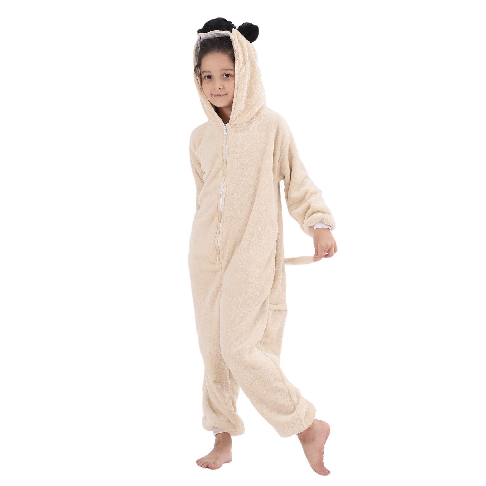 WAFUNNE Flannel Dog Costume Cosplay Halloween Animal Onesie for Kids Adults Boys Girls Child Pug M - Image 4