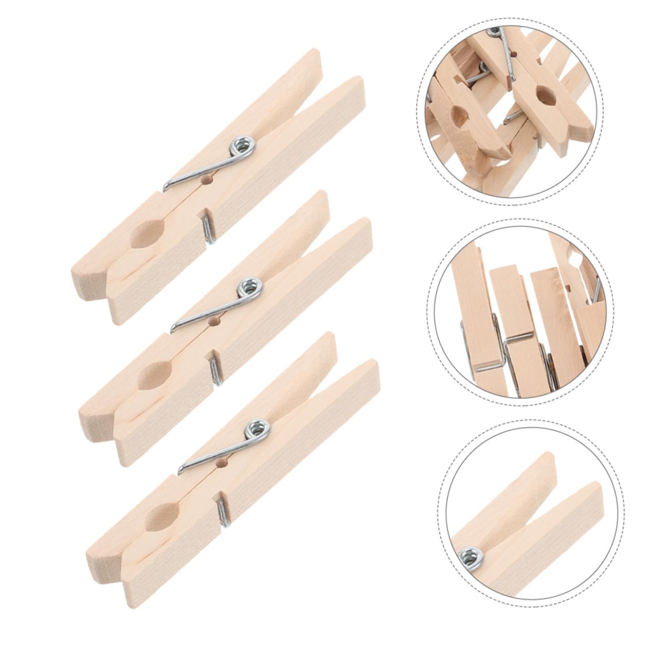 Mollette da Bucato in Legno Multifunzione 150 Pezzi Mini Pinze Antivento per Stendere Vestiti Calzini Design Semplice