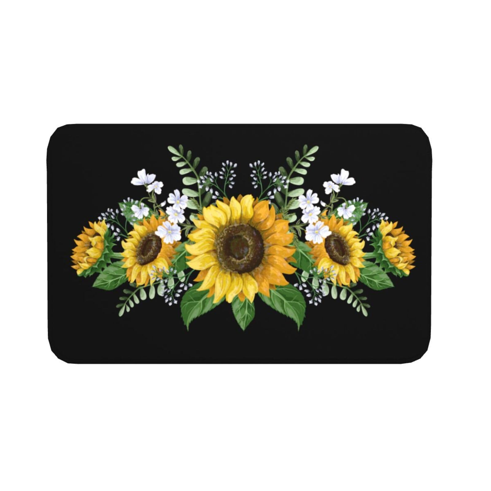 Jbofyee Sunflowers Wild Flowers Bath Mat Non-Slip Soft Microfiber Bathroom Rugs Washable Bathmat, Carpet Rug Entryway Decor for Tub Shower Room Floor,