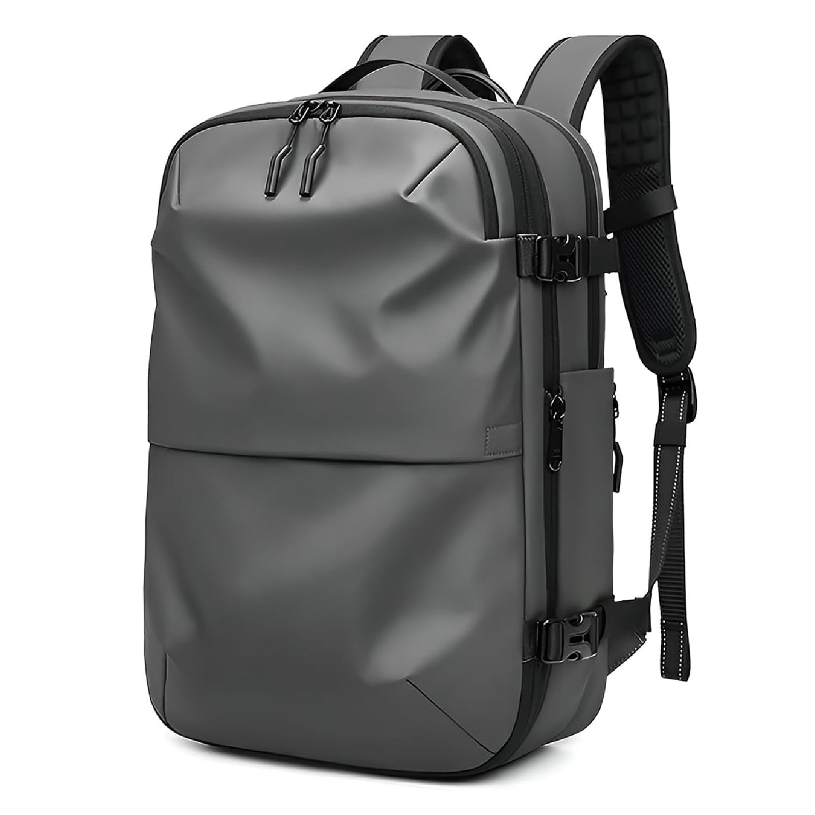 Carry Travel Backpack For Men Women, 50L Flight Approved Expandable Suitcase Usb Type C Port Water Resistant Luggage Daypack Business Weekender Bag Black