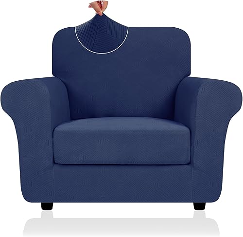 Miniatura 10 de Funda 2026 para sofá de dos plazas XL a rayas, 3 piezas (71"-91"), fundas elásticas gruesas para sofá con cojines 2 XL con banda elástica Nuevo