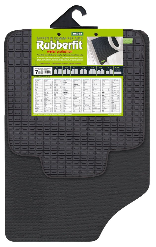 Cora Coppia Tappeti Anteriori Rubberfit Fit-7, Nero