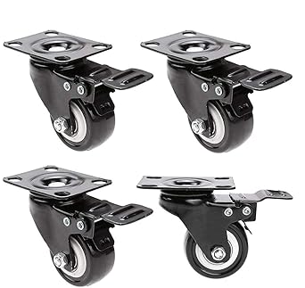 Golida Heavy Duty PVC Caster Wheels Movable Trolley Wheels Swivel Plate Type with Movement Lock for Replacement Carts Furniture Dolly Workbench Trolley Swivel Furniture Caster (4 Piece) (2 Inch)