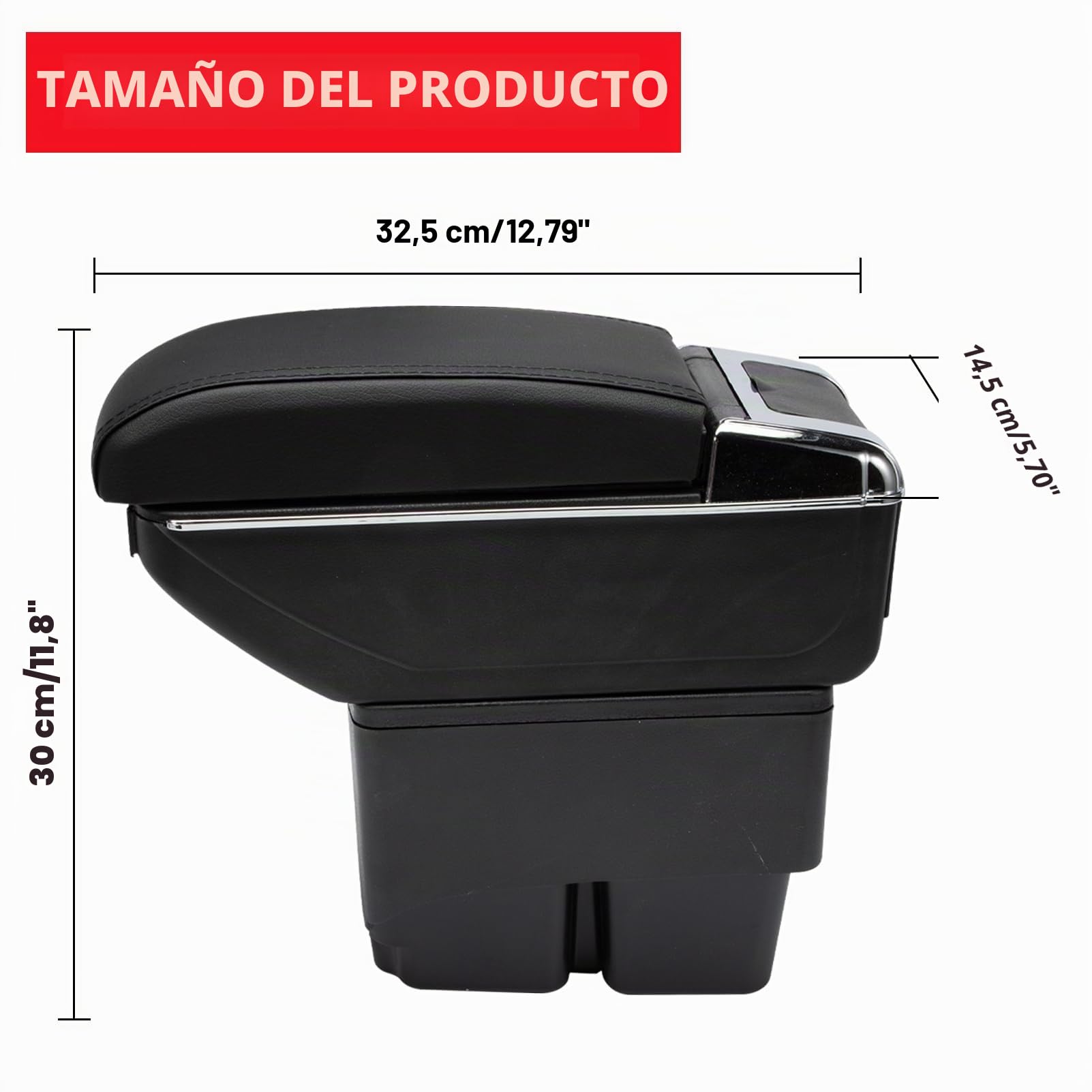 Caja de Almacenamiento reposabrazos pour Fiesta 2009-2017 Avec 7 Ports USB accoudoir Central