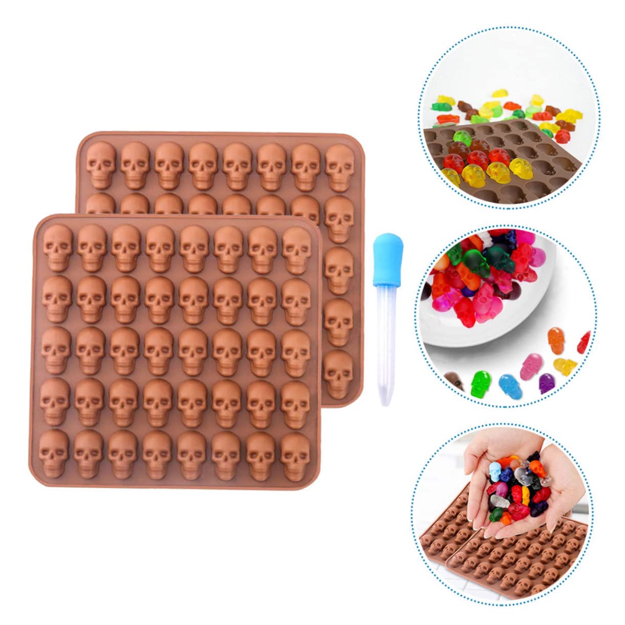 Ciieeo 5 Set stampo del cranio biscotto cioccolato stampo da forno per cioccolato gommoso halloween hallowen arredamento fondente teschio stampini fai da te Gel di silice