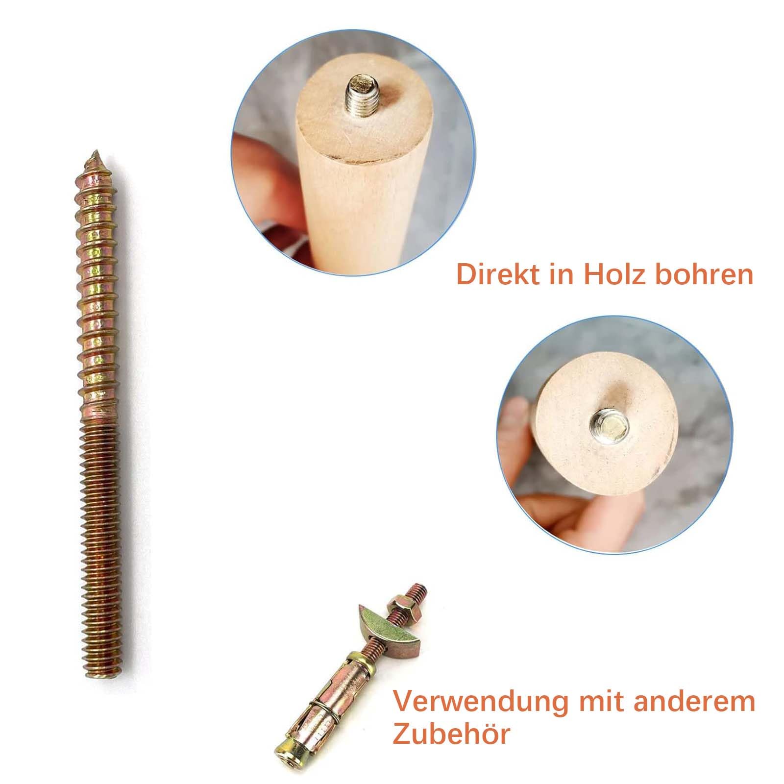 Viti Prigioniere M4 X 30 Mm Per Mobili - Con Filettatura Per Pomelli E Maniglie