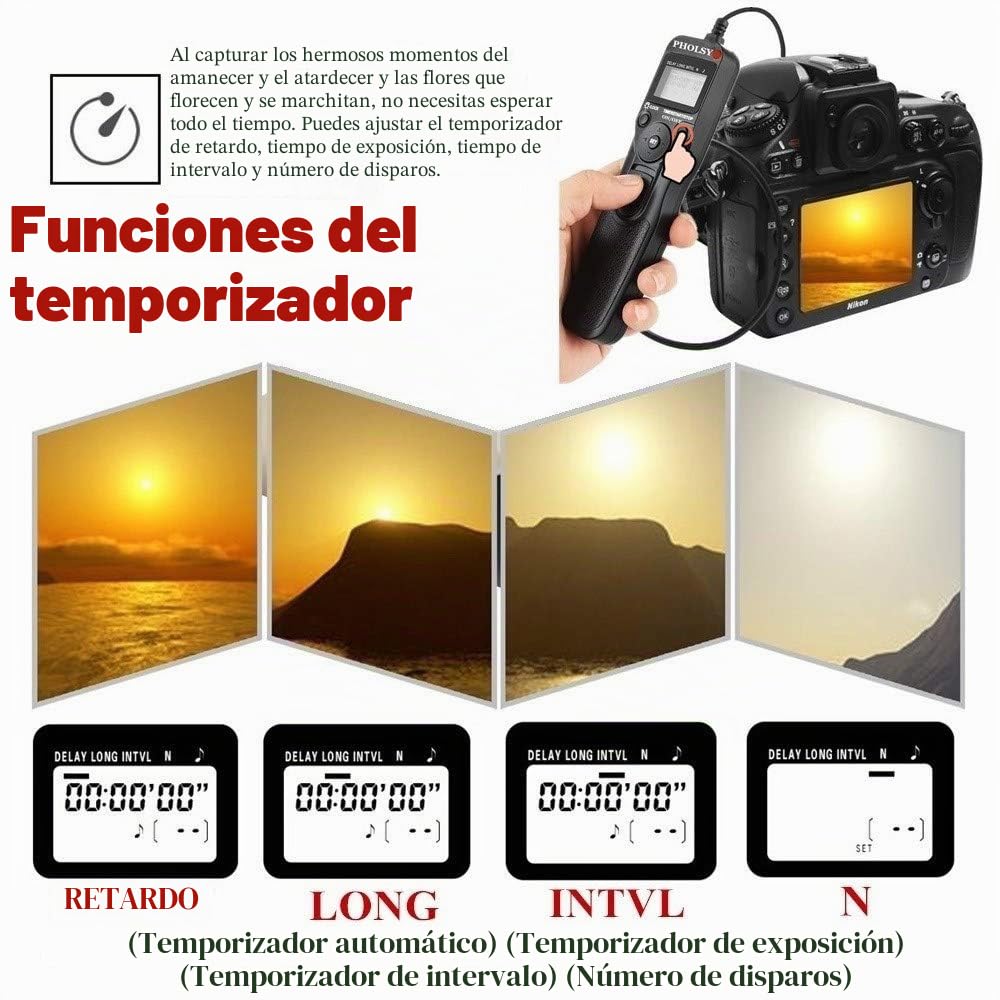 PHOLSY O6 Cámara Disparador a Distancia con Temporizador y Intervalómetro Mandos a Distancia para Olympus E-M1, E-M5 II, E-M5, E-M10 II, EM10, EPL8, EPL7, EPL6, EPL5, EPL3, EP5, E600, E620, 810UZ