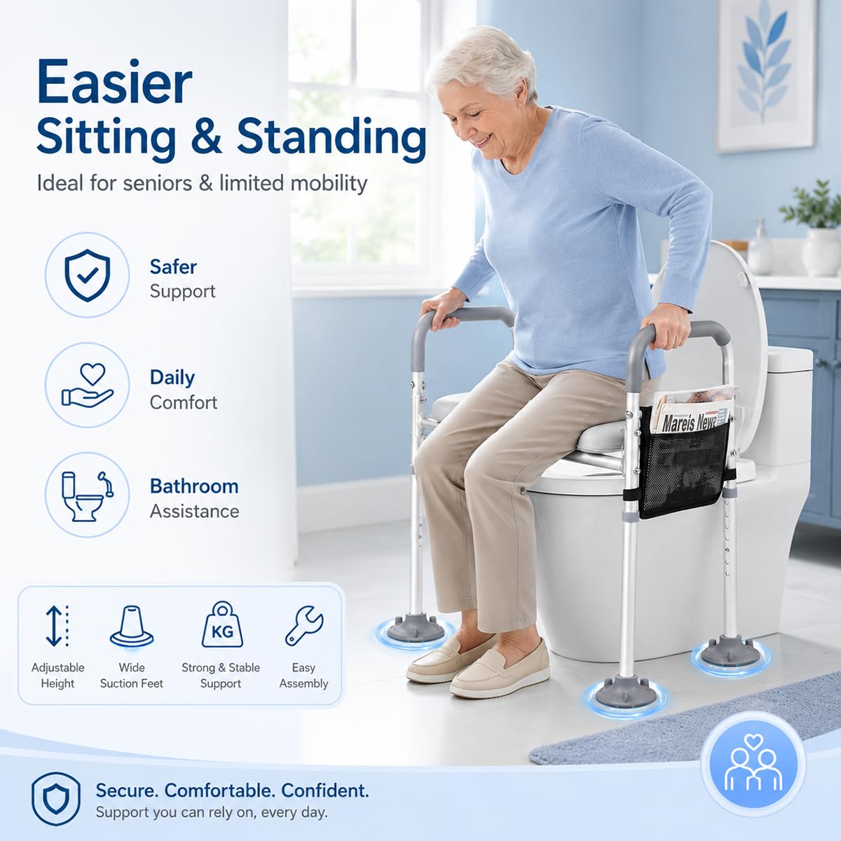 Toilettensitzerhöhung - toilettensitzerhöhung erwachsene, wc sitzerhöhung, toilettenerhöhung, toilettensitzerhöhung mit armlehnen, toilettenaufsatz für senioren, Passt auf jede Toilette