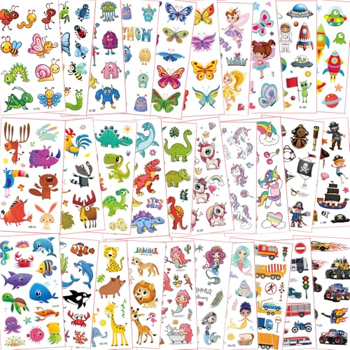 Fhlbestyu 550+ Tattoo Kinder Tattoo Set Kinder Mädchen Jungen, Kinder...