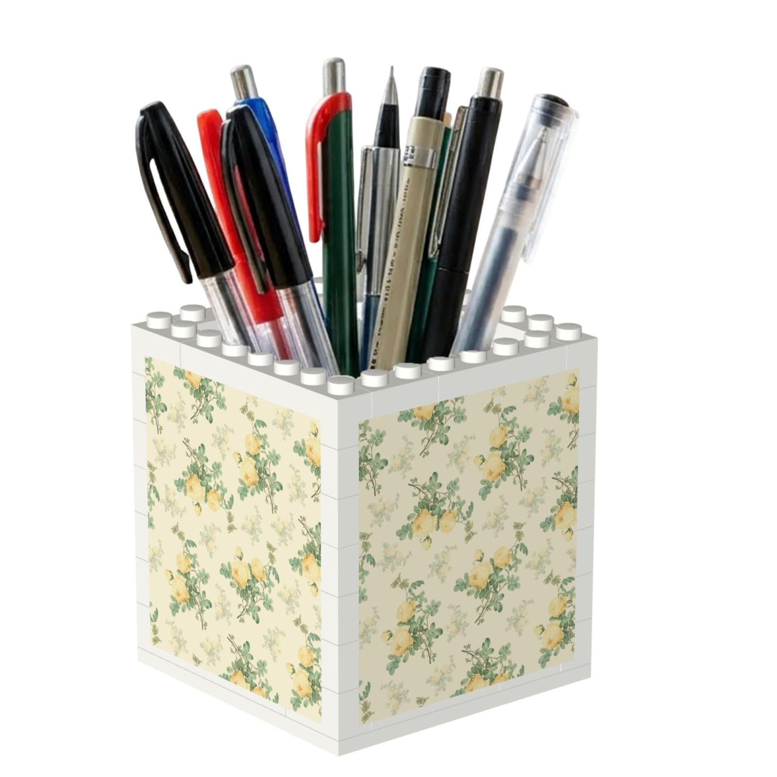 Poadnly Shabby Chic Decor Floral, Pen Pot Pencil Holder for Office Home School, Compact Desk Organiser for Office Stationery