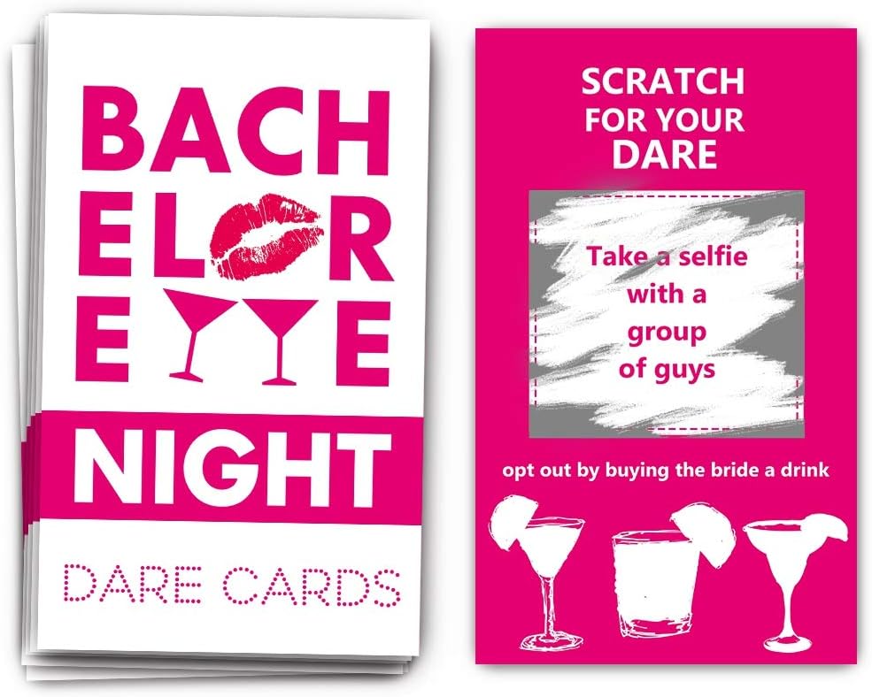 40 Bachelorette Party Drinking Game Dare Card - Bachelorette Scratch Off Cards - Perfect for Girls Night Out Activity,Bridal Showers, Bridal Parties,Girl Party - Bachelorette Night Dare Card - 40 shee