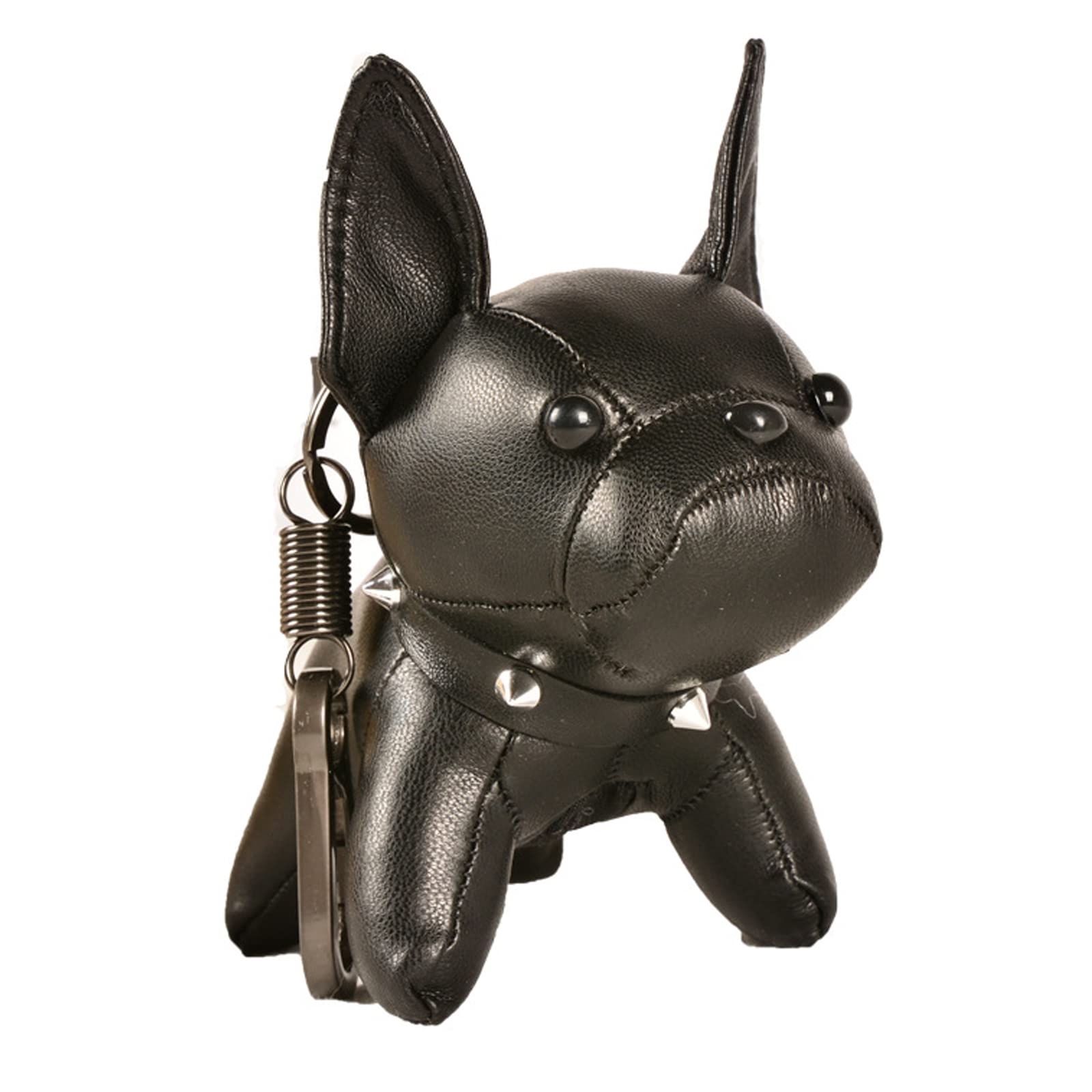 Shining Crown Girls Black French Bulldog Keychain, Leather Dog Bag Charm, Medium