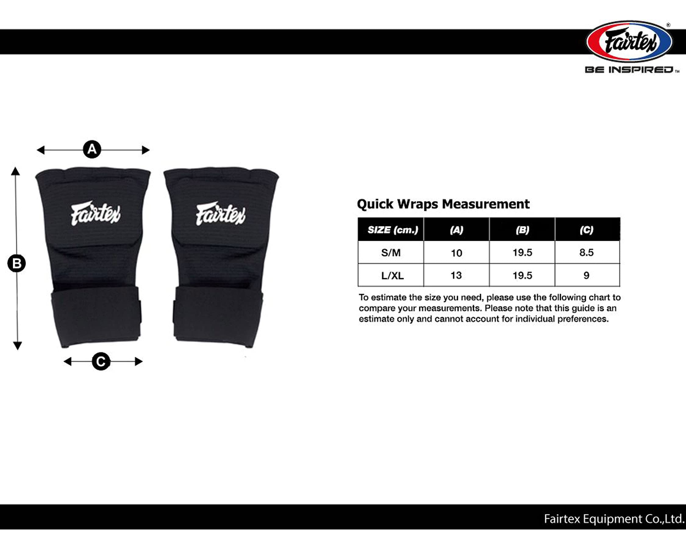 Fairtex HW3 Bandage rapide Noir Taille S/M