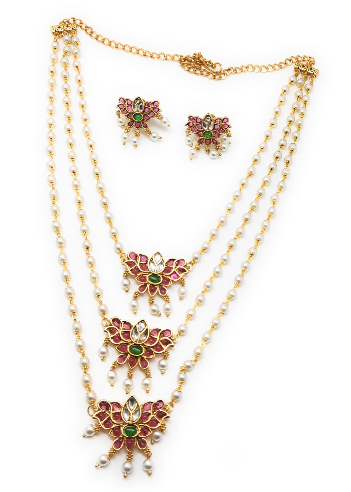 Adc fashionsStep beads Necklace for women -jewellery set for women -with multicolor 3 layer necklace for womens