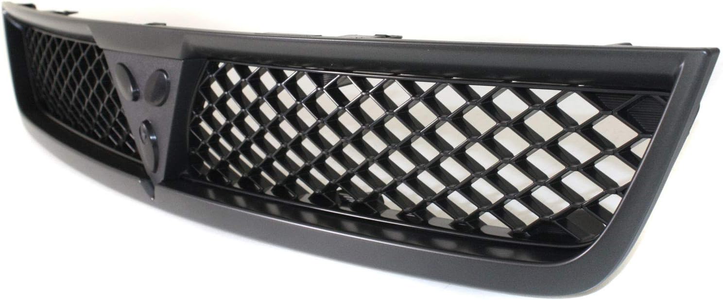 Evan Fischer Grille Assembly Compatible with 2008-2015 Mitsubishi Lancer Silver Shell with Black Insert Plastic For Models With Standard Type Bumper