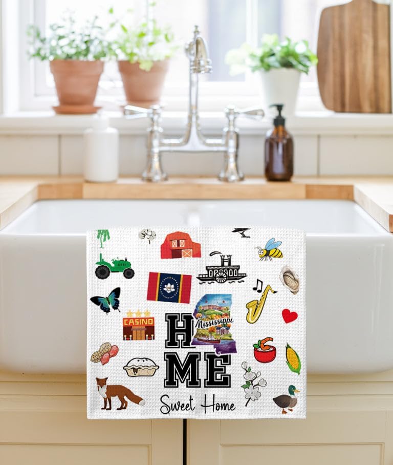 Home Sweet Home Mississippi Kitchen Towel - Housewarming And Homecoming Gifts - Mississippi State Favorite Symbol Dish Towels Gifts For Women Friends For Birthdays Mother's Day And Holidays - Image 3
