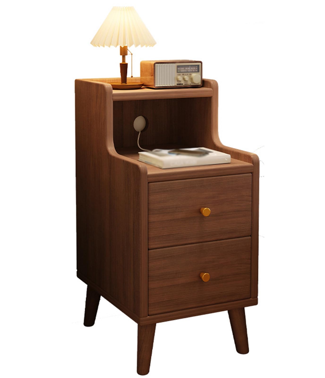 Table de chevet étroite moderne du milieu du siècle pour salon et chambre