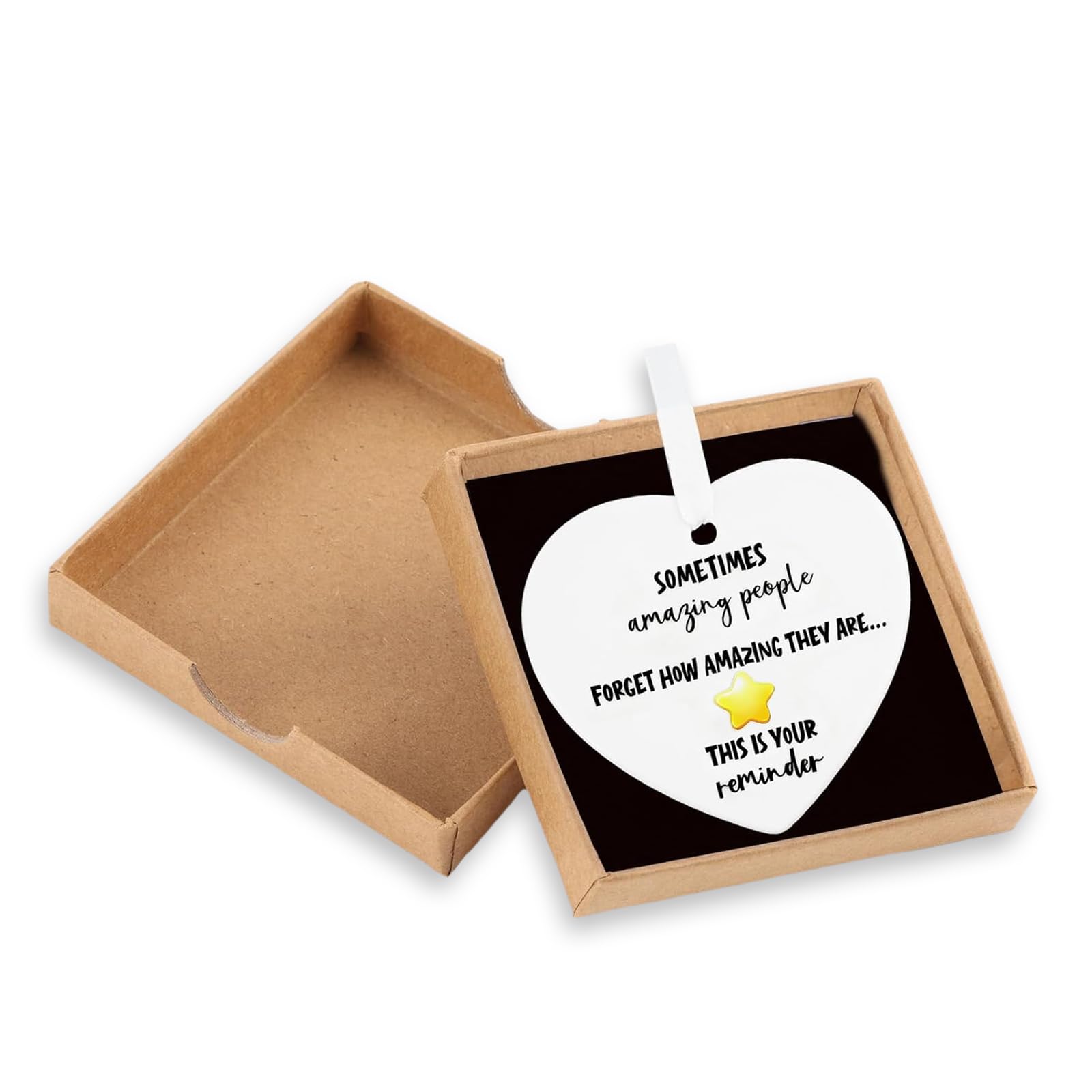 fKiZanthene Ceramic Heart Plaque Hanging Decoration with Double Sided UV Print for Home Décor and Keepsake Display