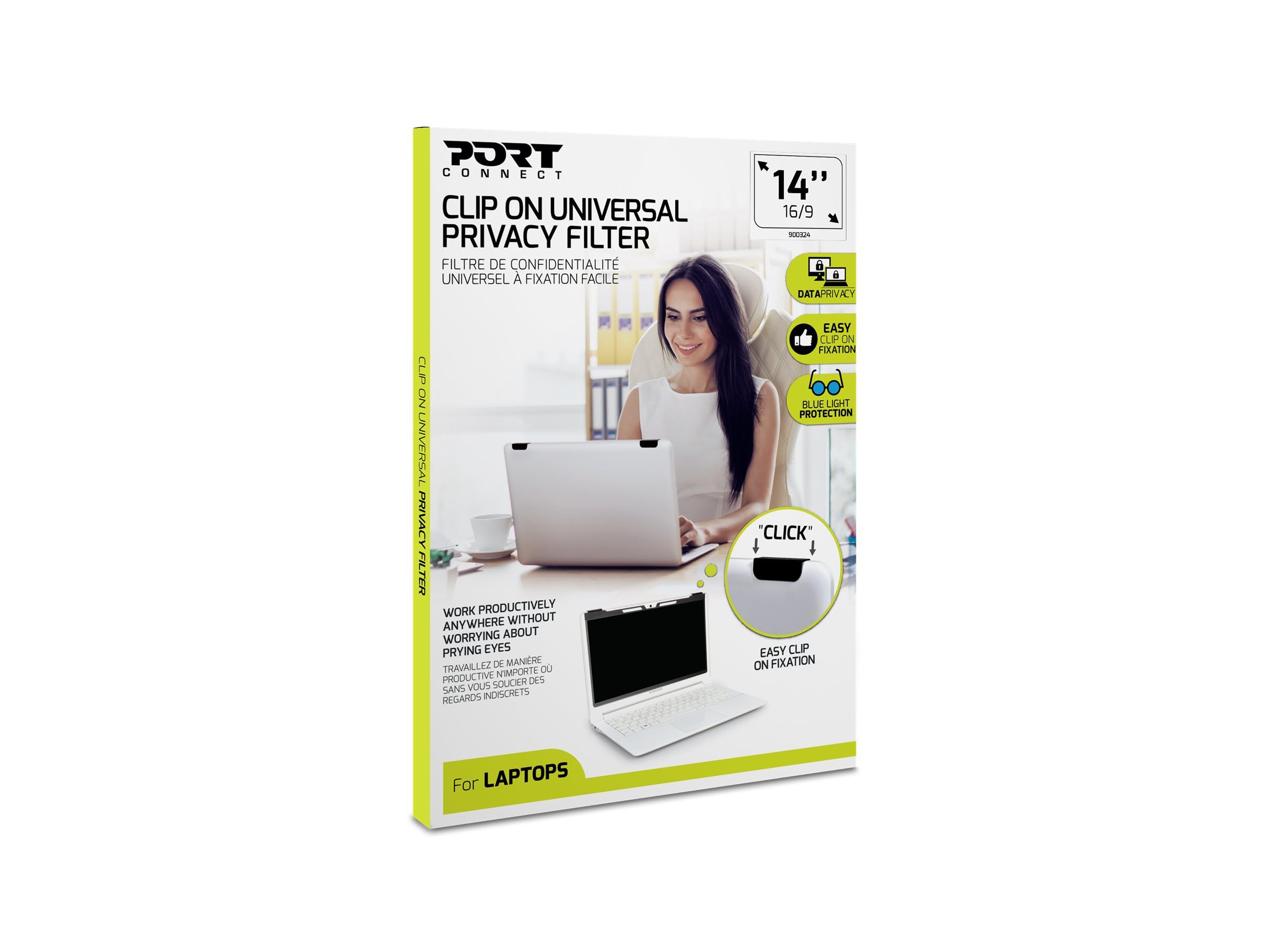 Port Connect Filtre de confidentialité 2D pour Ordinateur Portable - Clip on 14 Pouces