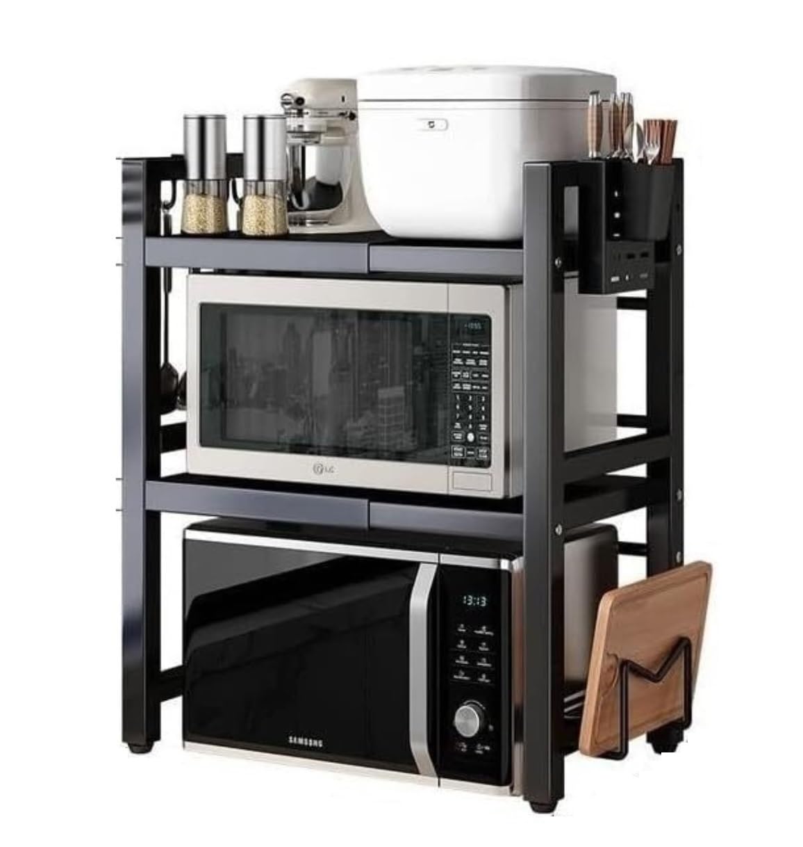 Tyuhduyur A Microwave Stand Microwave Oven Rack Microwave Rack Extendable Microwave Oven Rack Djustable Kitchen Counter Shelf Microwave Stand For Kitchen Countertop Organizer Microwave Shelf Microwave ( Black)