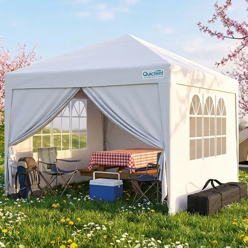 Quictent Faltpavillon 3x3m wasserdicht | Partyzelt, Gartenpavillon, mit Seitenwänden, UV-Schutz 50+, Tragetasche inkl, Stahlrahmen, einfacher Aufbau