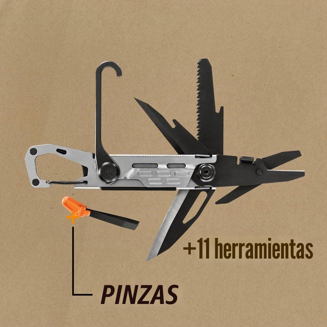 Gerber Multi-herramienta con 11 Funciones, Replanteo, Con Cierre de Marco y Mosquetón, Plata, 30-001743
