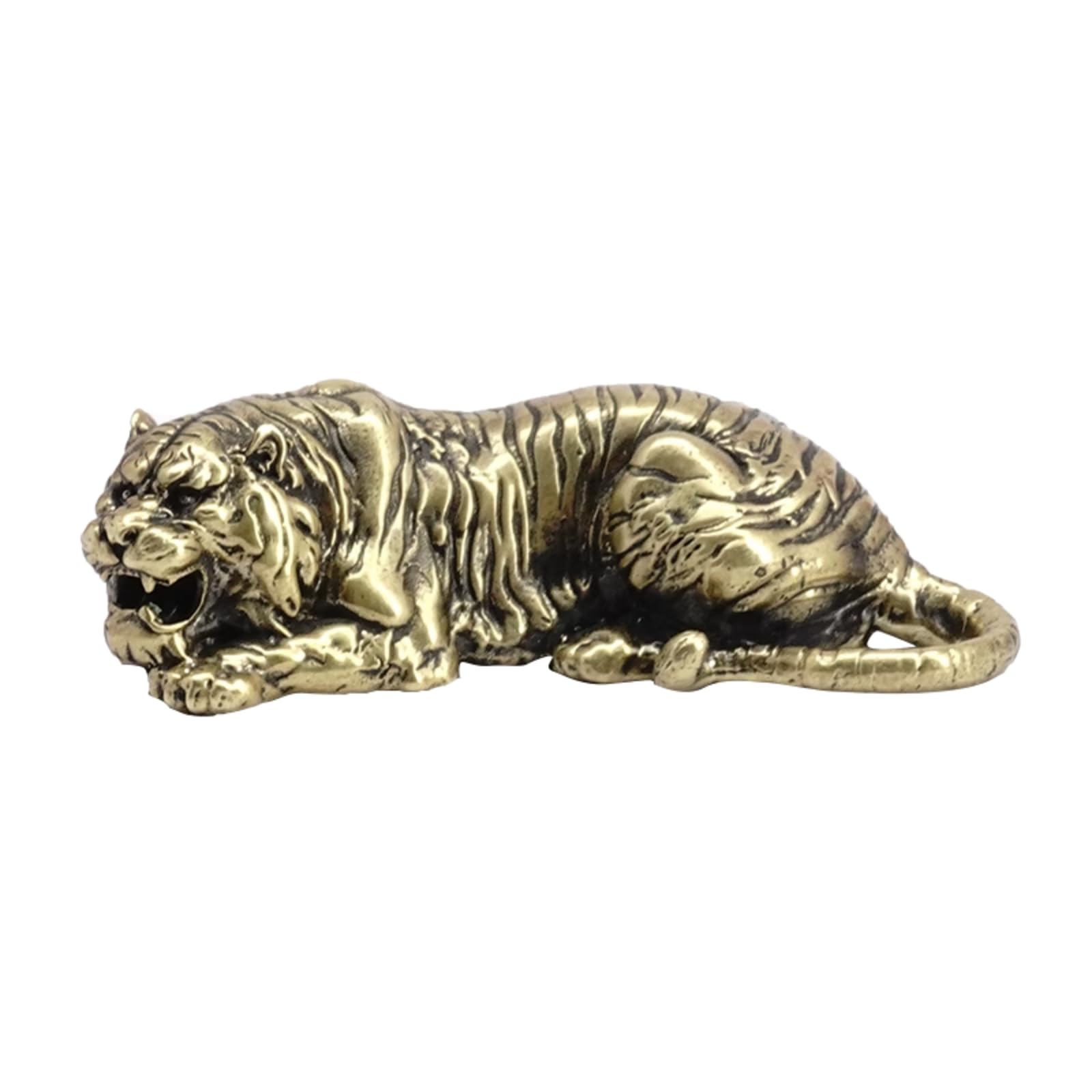 NGDFGR Brass Tiger Miniature Statue Living Room Desktop Office Feng Shui Decorations, Metal Lucky Zodiac Tiger Sculpture Study Bookshelf Desktop Ornaments