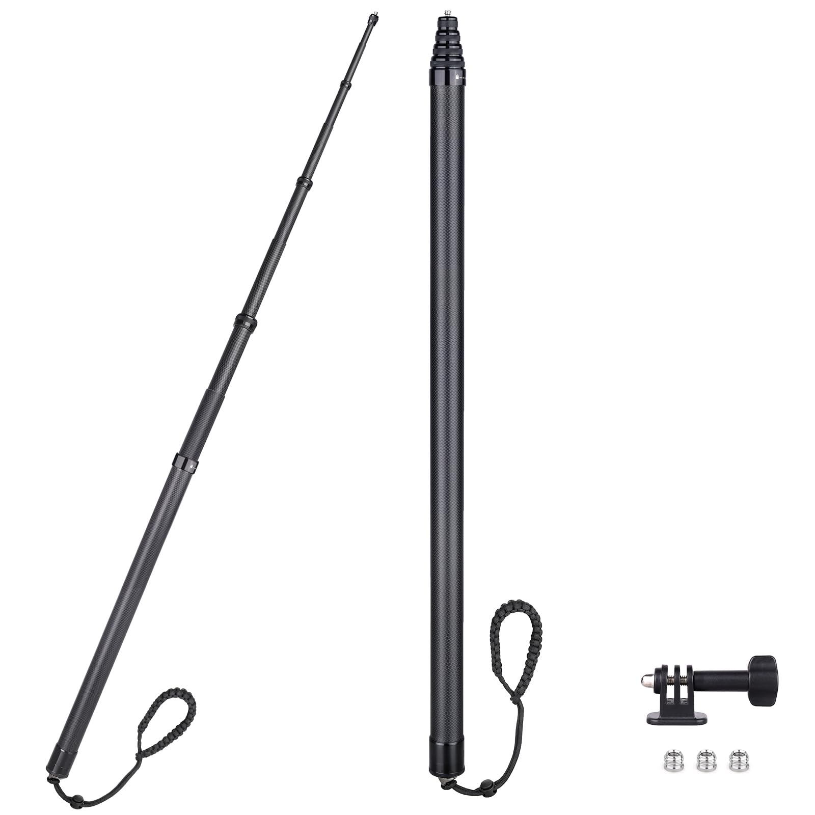 2.7mの長さで軽量な炭素繊維製の自撮り棒 - 180度回転・7段伸縮 Amazon | ARTCISE カーボン 自撮り棒 69.5-513cm 超長伸縮 軽量 高強度