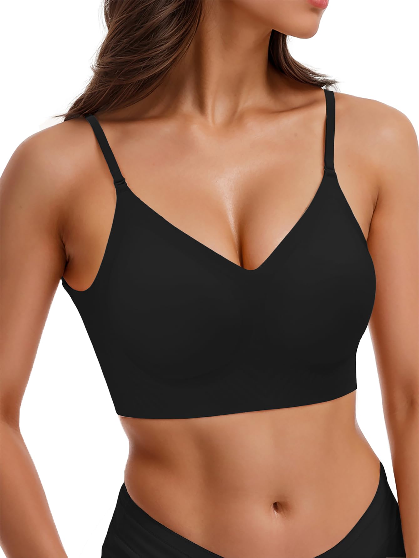 Seamless Low Back Bra Wireless Padded Bralette Thin Straps Comfort Halter Backless Cross Multiway Convertible Bras
