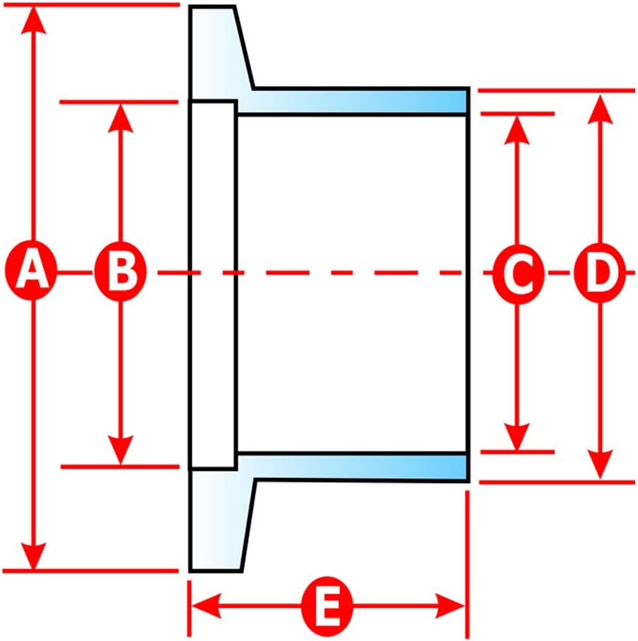 Half Nipple, Long Weld Stub KF-16, Length=30mm /1.18, Vacuum Weld Sock Flange, Size ISO NW-16, Stainless Steel, Vacuum Pump Flange Fitting Parts (KF16-30)