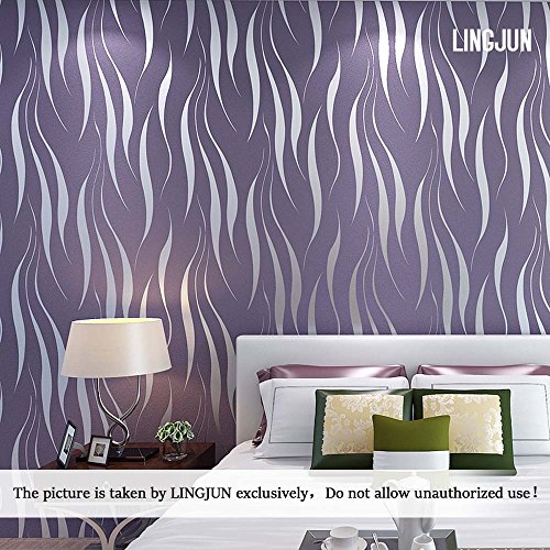 LINGJUN Modelo moderno minimalista Planta de agua no tejida en 3D Flocado Morado