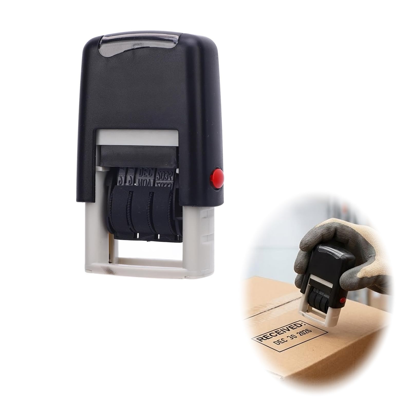 Quick Drying No Messy Fingers Self Inking Date Stamp, Fluid Text Roller Address Blocker Stamper for Document Organising Ink Refillable Rolling Blocker for Mail Envelope Package