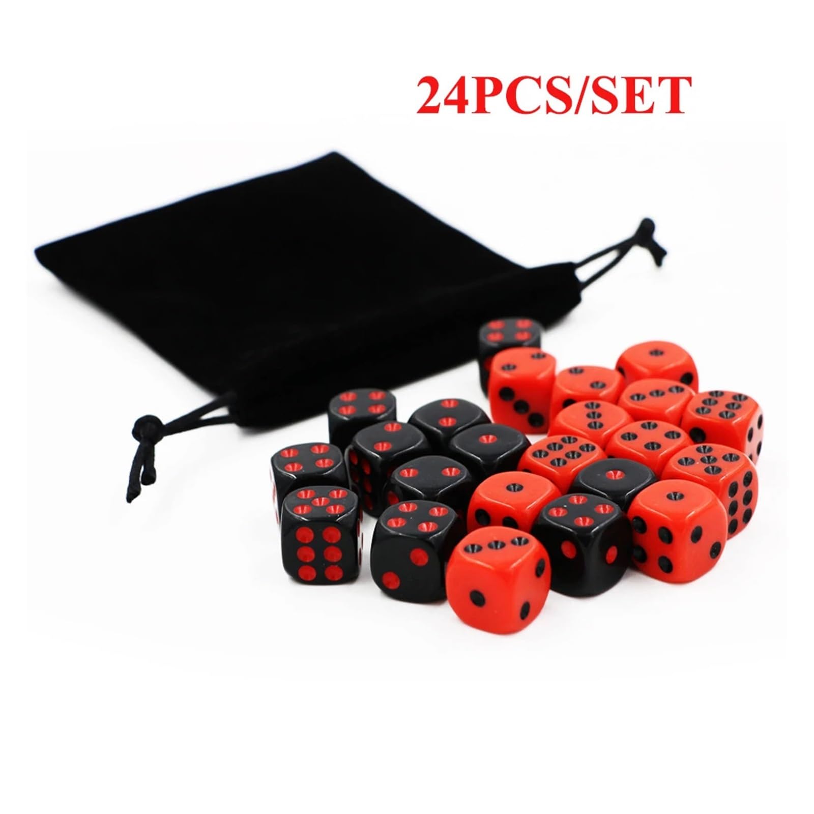 Juego de Dados Rojos y Negros de 16 mm, Dados acrílicos de 6 Caras, Dados Divertidos for Juegos de Mesa con Bolsa de Regalo(S0008-A1)